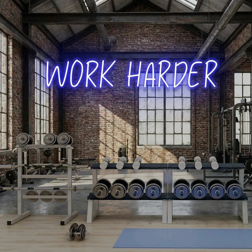 Work Harder Led Neon Sign Light