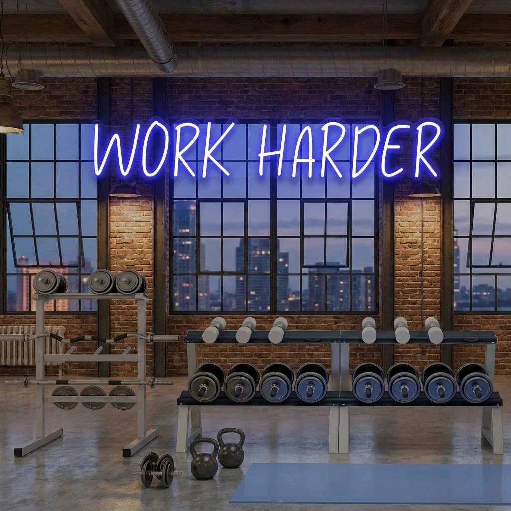 Work Harder Led Neon Sign Light