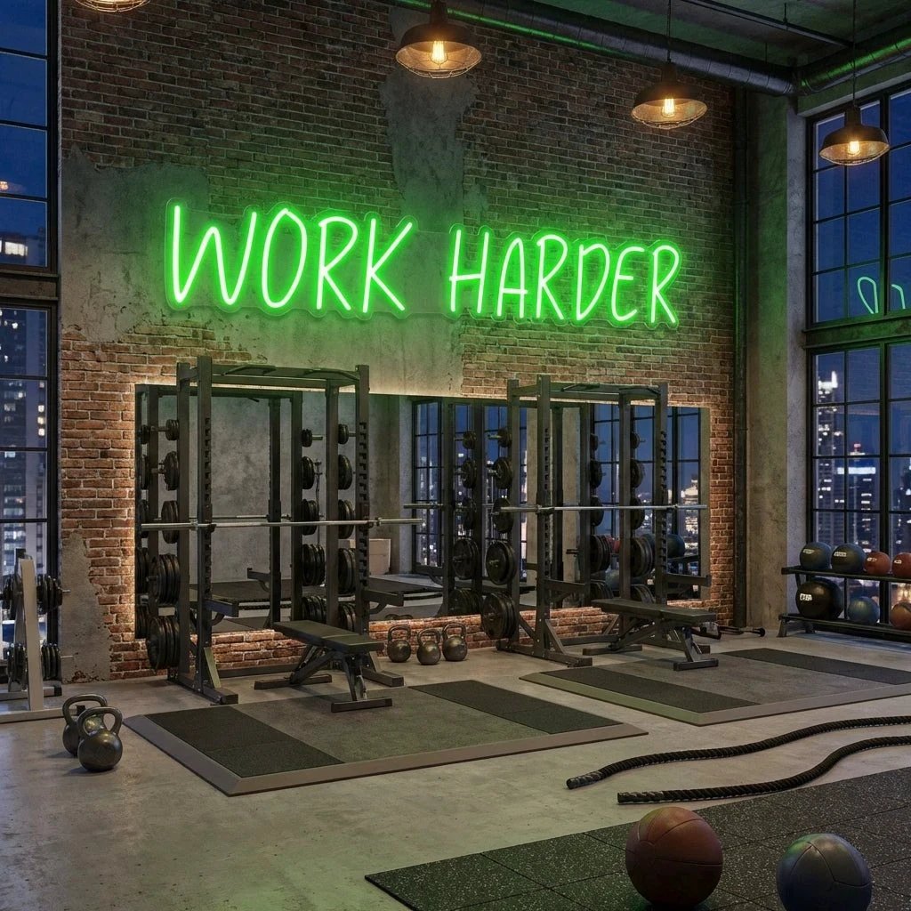 Work Harder Led Neon Sign Light