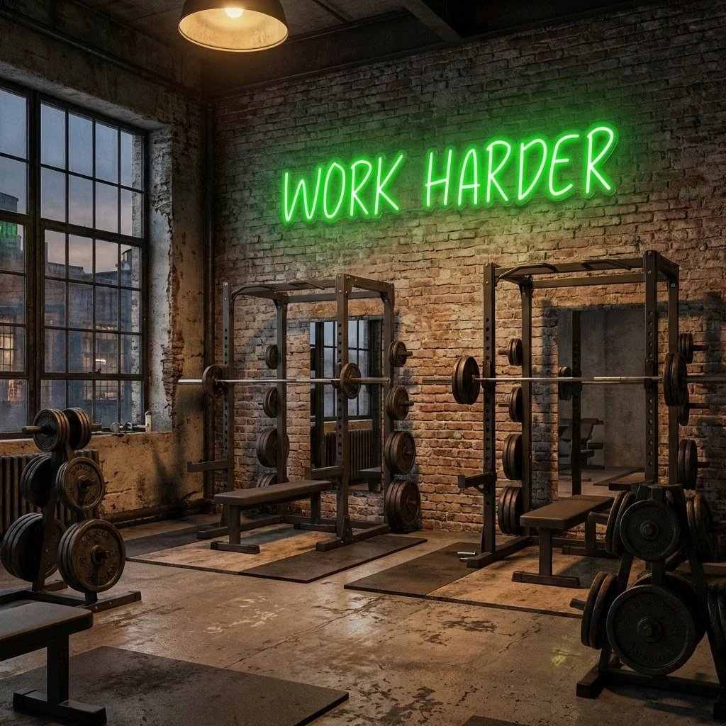 Work Harder Led Neon Sign Light