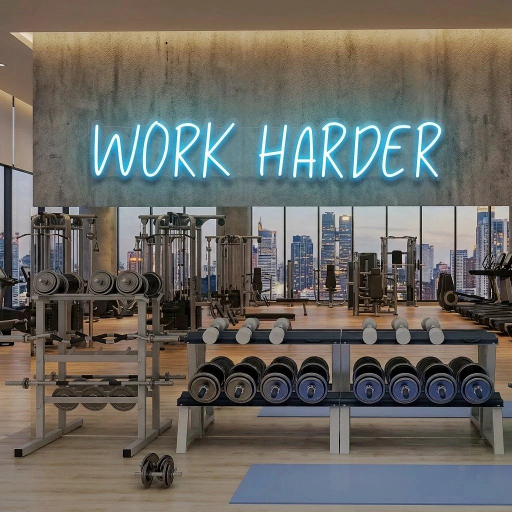 Work Harder Led Neon Sign Light