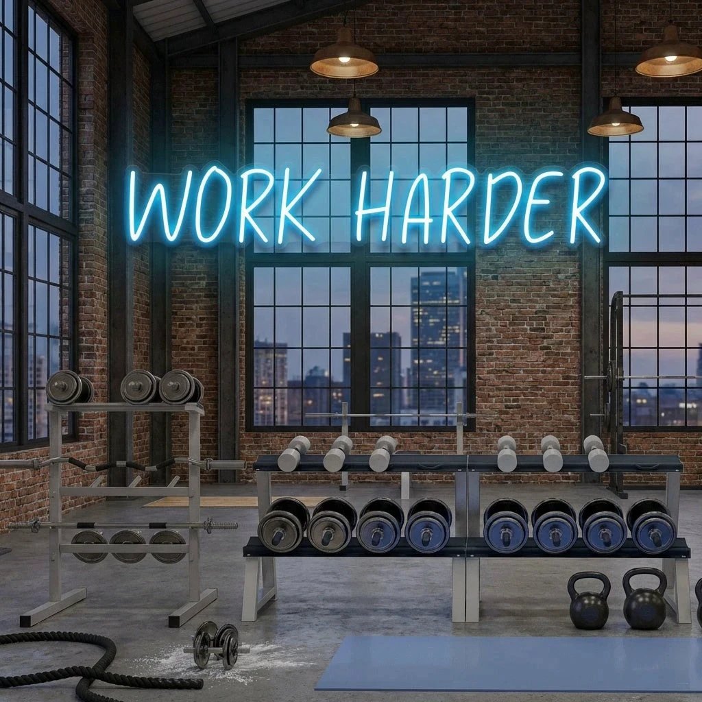 Work Harder Led Neon Sign Light