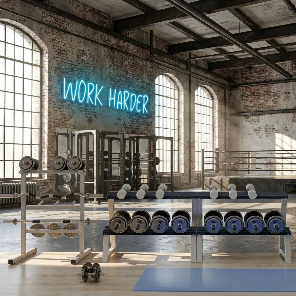 Work Harder Led Neon Sign Light