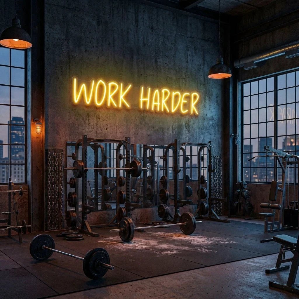 Work Harder Led Neon Sign Light