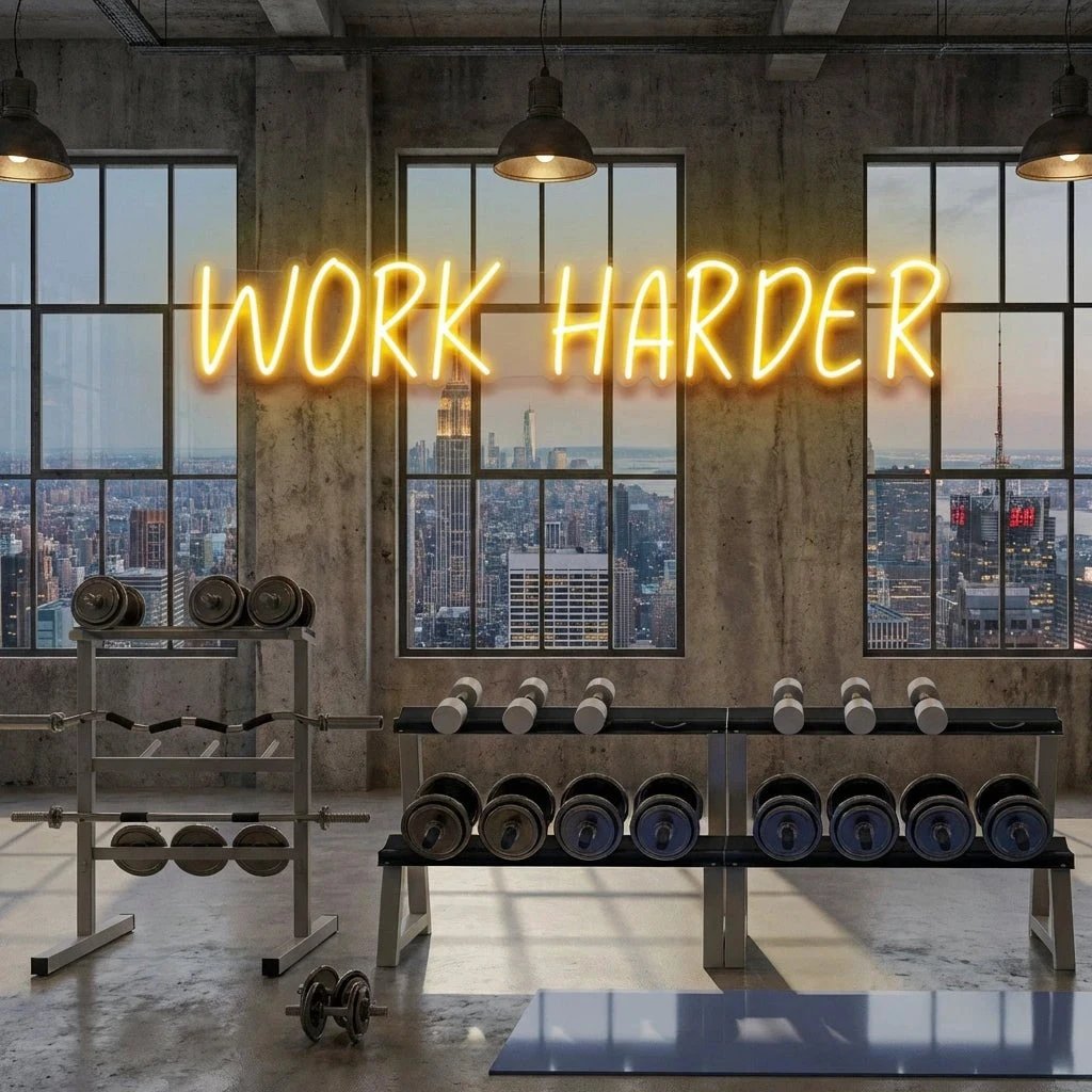 Work Harder Led Neon Sign Light