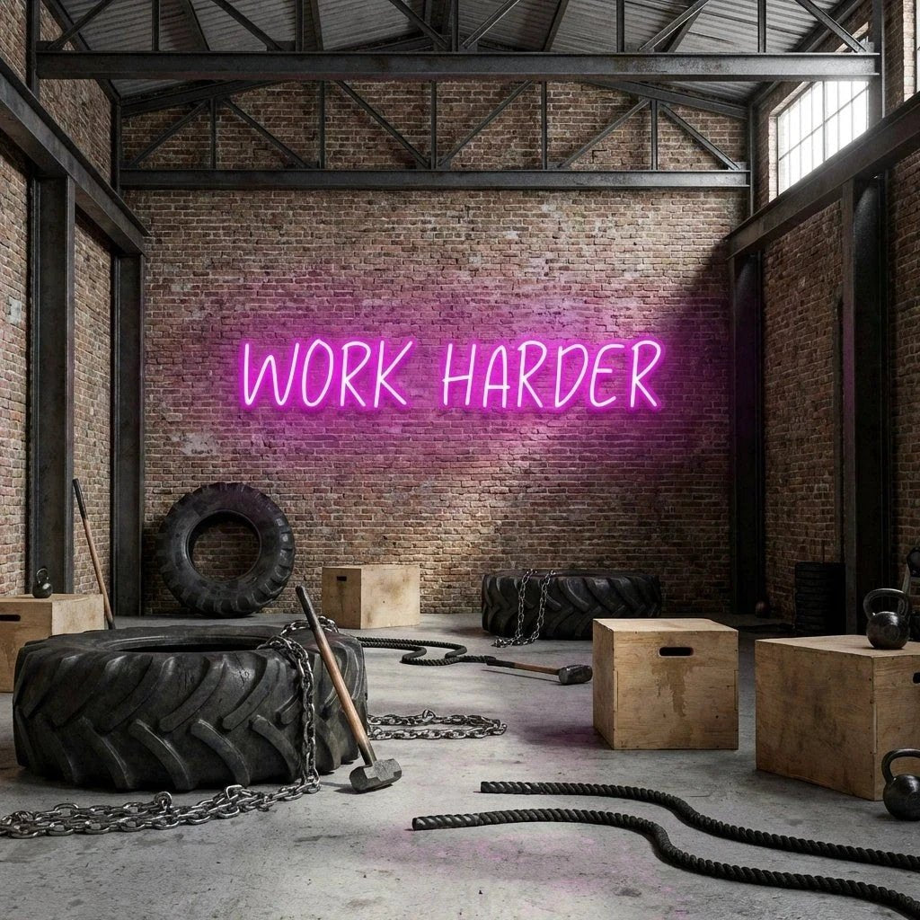 Work Harder Led Neon Sign Light