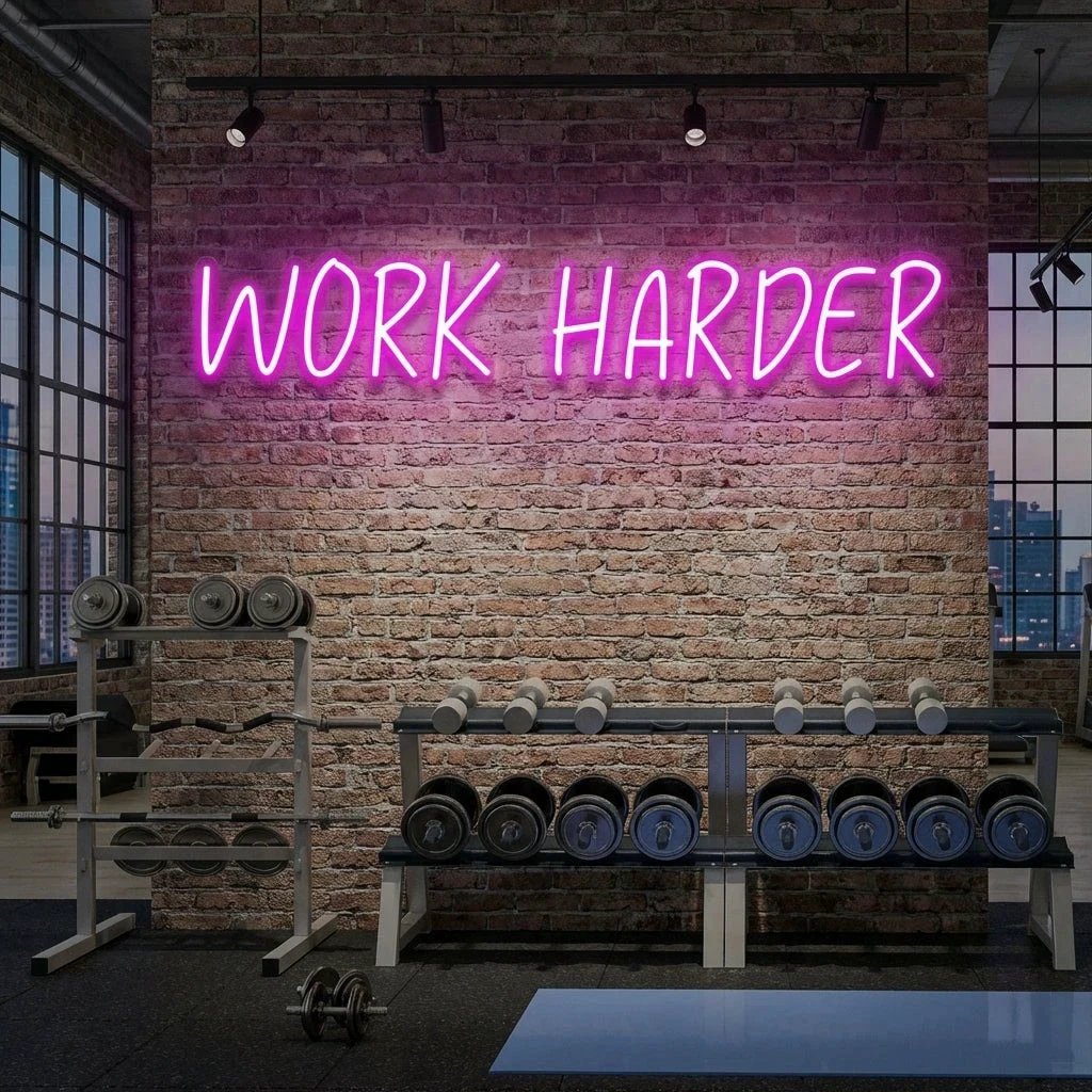 Work Harder Led Neon Sign Light