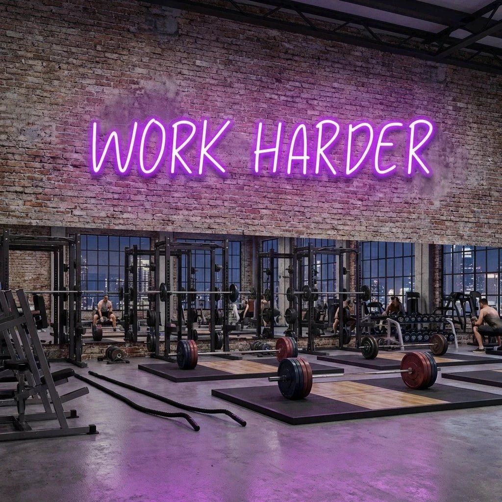 Work Harder Led Neon Sign Light