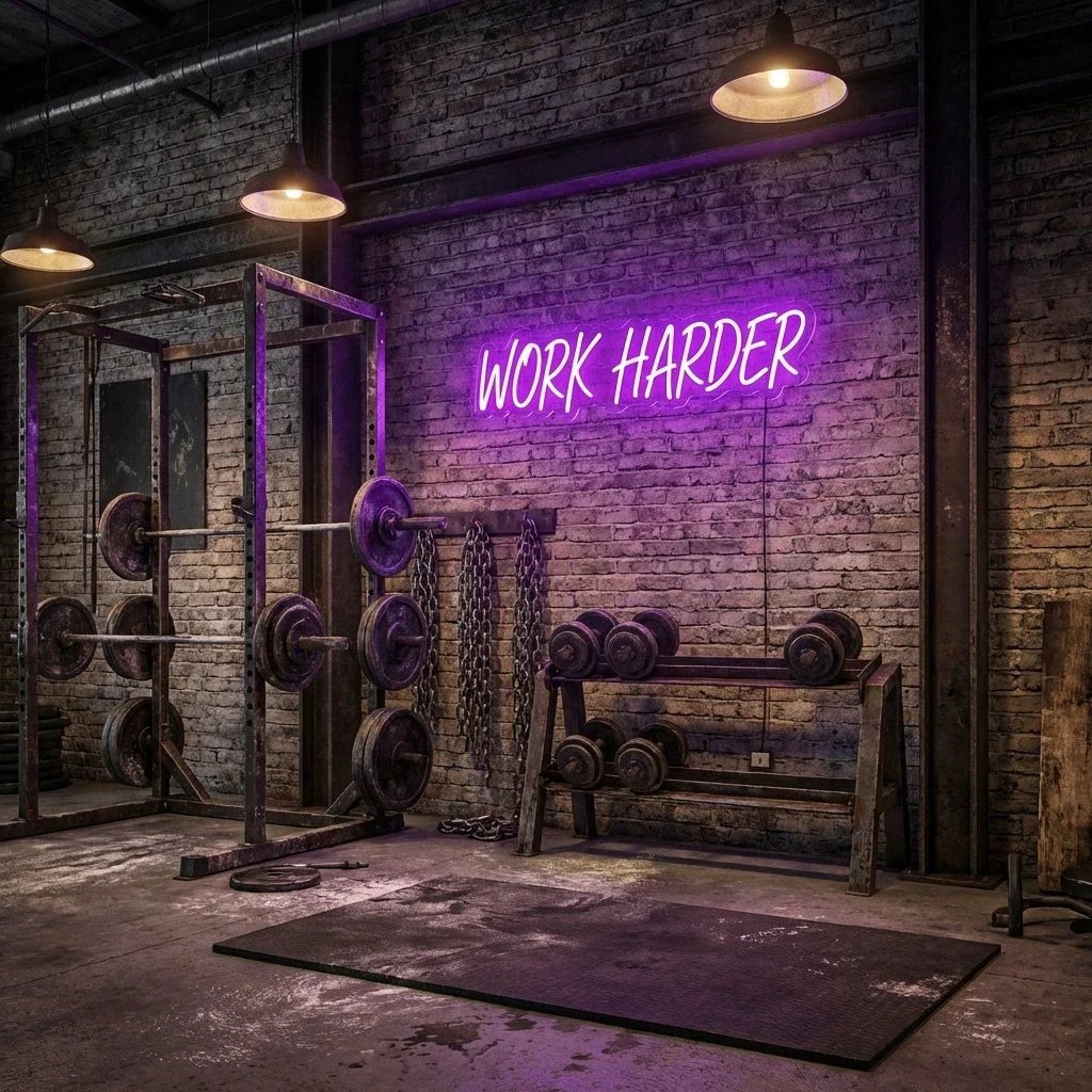 Work Harder Led Neon Sign Light
