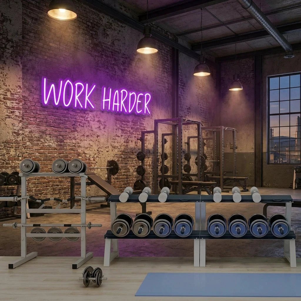 Work Harder Led Neon Sign Light