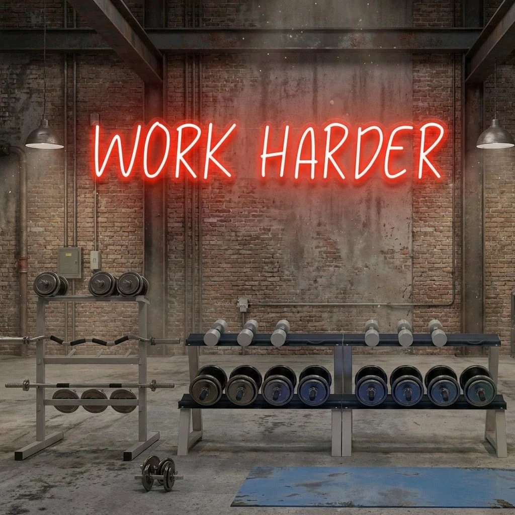 Work Harder Led Neon Sign Light
