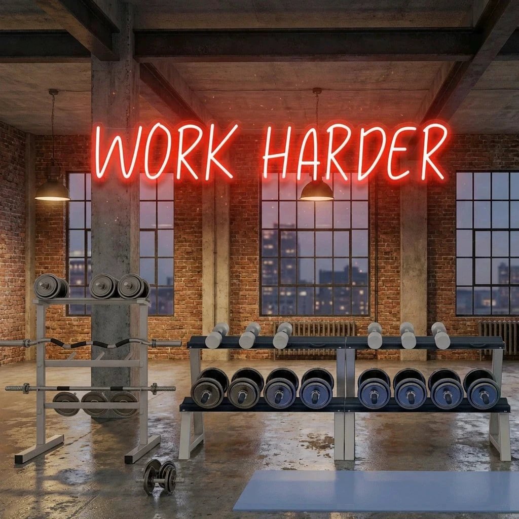 Work Harder Led Neon Sign Light