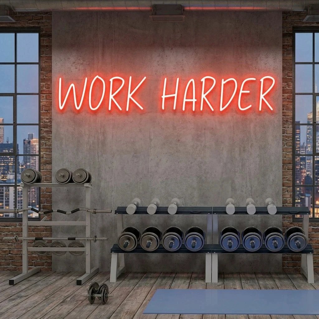 Work Harder Led Neon Sign Light