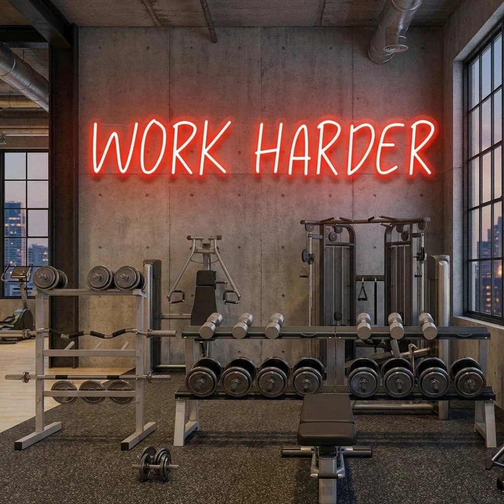 Work Harder Led Neon Sign Light