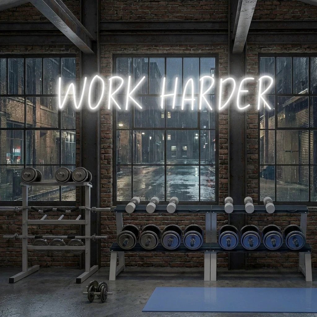 Work Harder Led Neon Sign Light