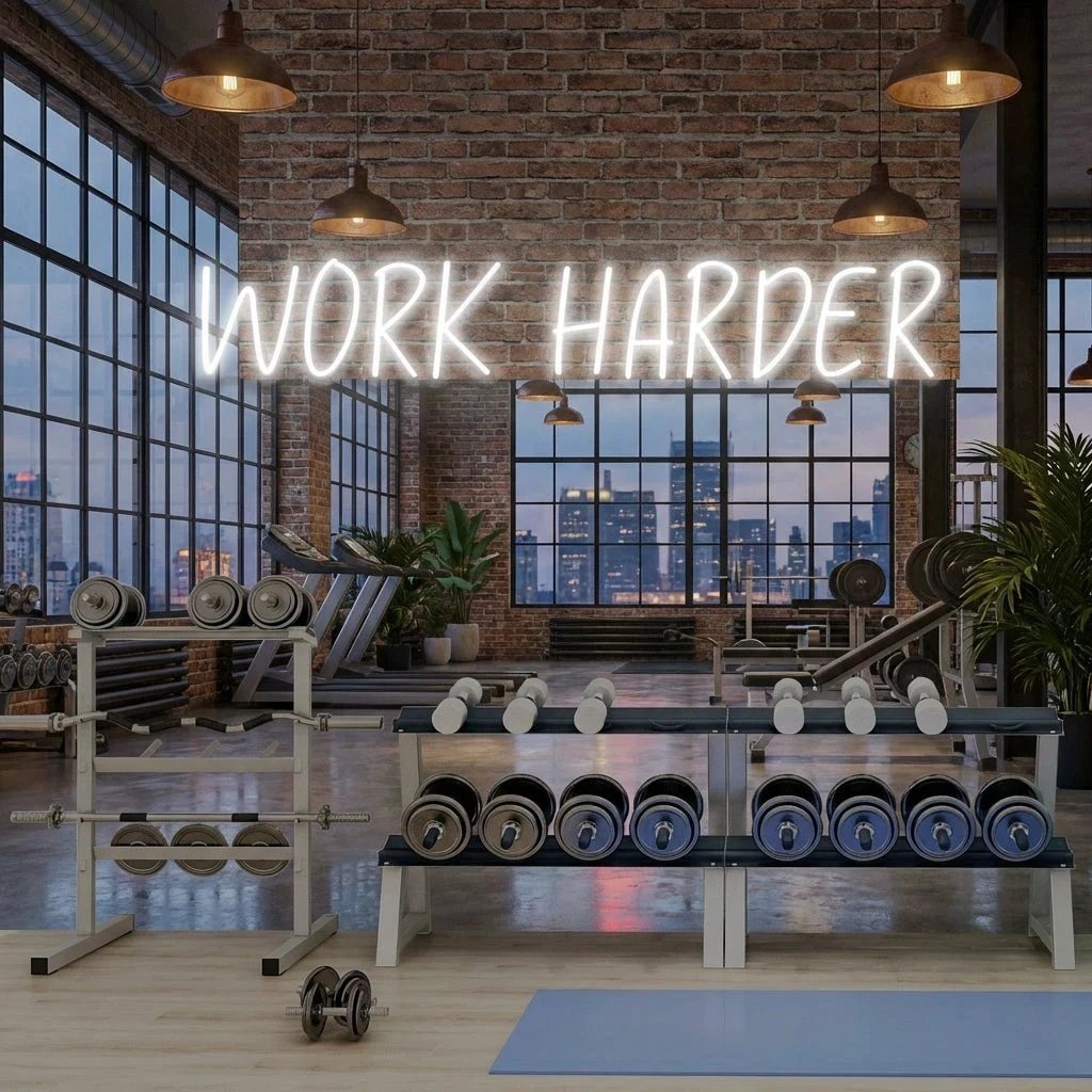 Work Harder Led Neon Sign Light