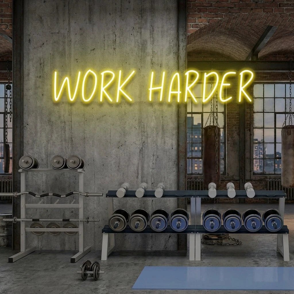 Work Harder Led Neon Sign Light