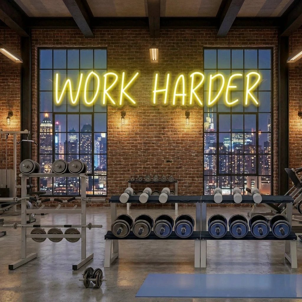 Work Harder Led Neon Sign Light