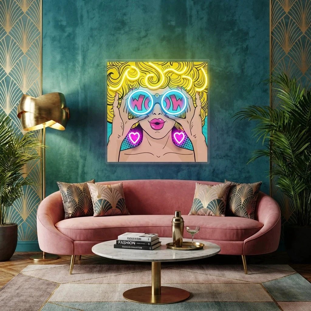 Wow Face Sexy Pop Art Led Neon Sign Light