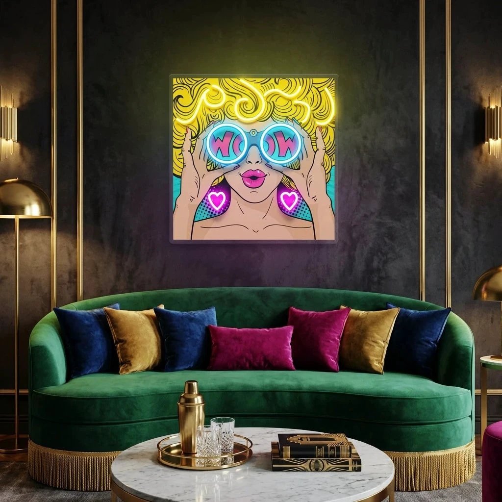 Wow Face Sexy Pop Art Led Neon Sign Light