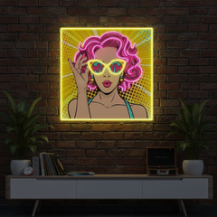 Wow Lady Pop Art LED Neon Sign Comic Pop Art Wall Decor