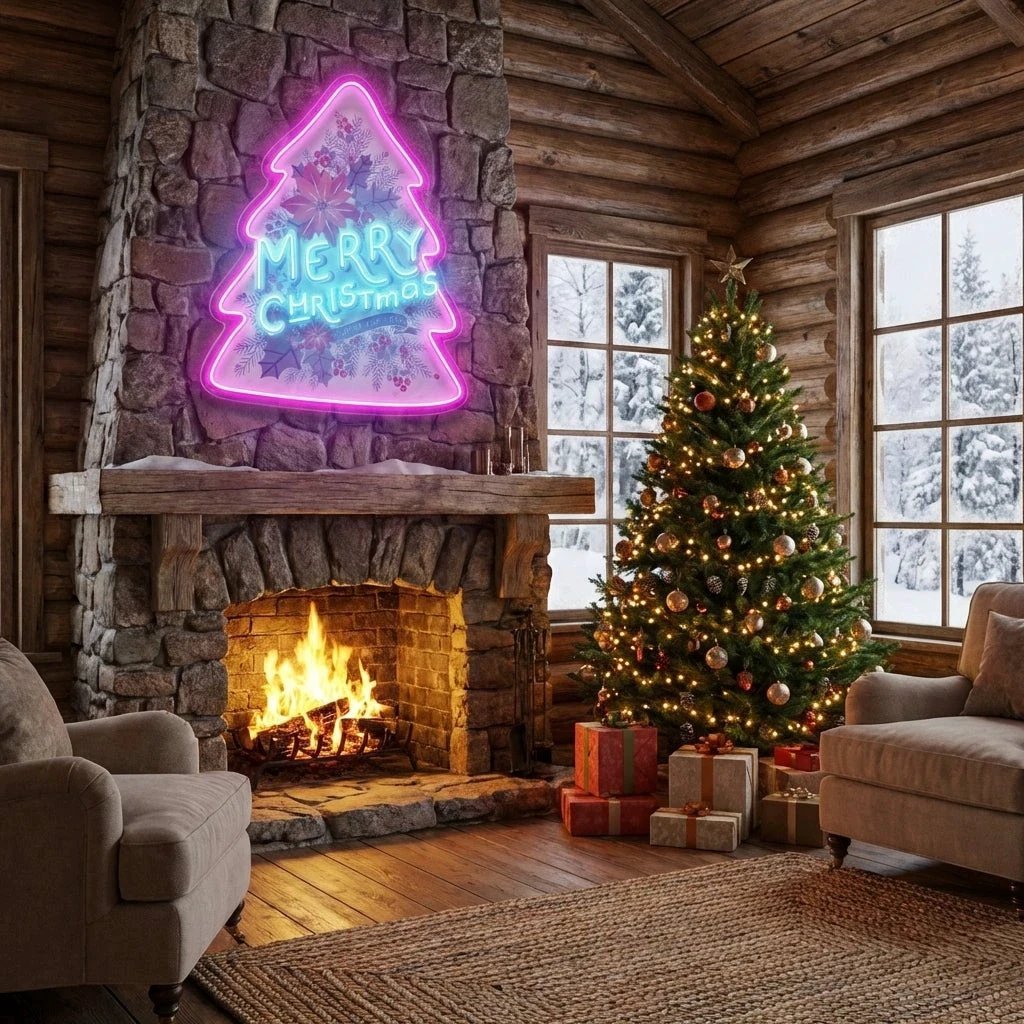 Xmas on tree Art Work Led Neon Sign Light