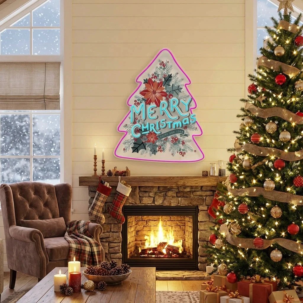 Xmas on tree Art Work Led Neon Sign Light
