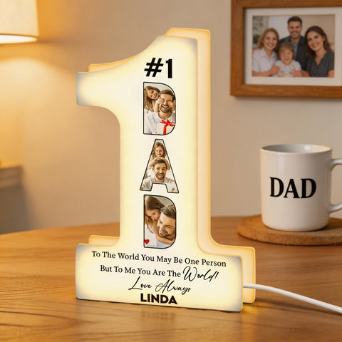 You Are The World #1 Dad - Personalized Photo Light Box