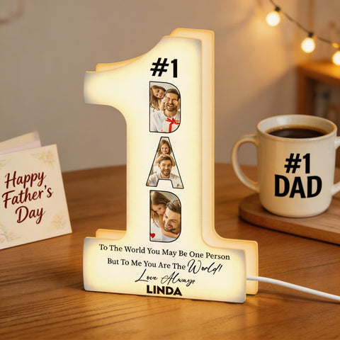 You Are The World #1 Dad - Personalized Photo Light Box