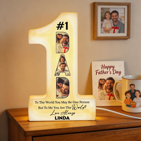 You Are The World #1 Dad - Personalized Photo Light Box
