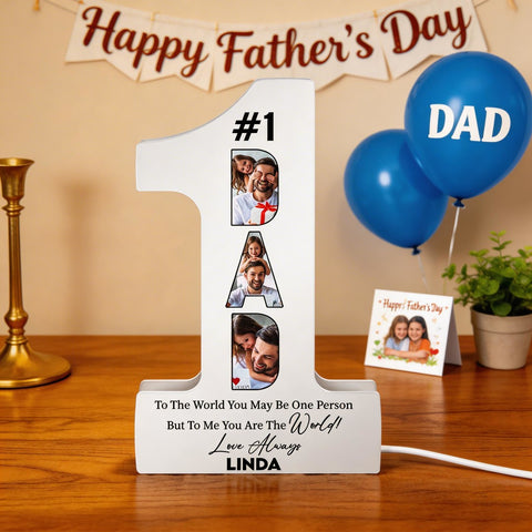 You Are The World #1 Dad - Personalized Photo Light Box