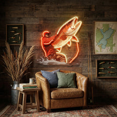 Young Man Fishing LED Neon Sign Light Pop Art