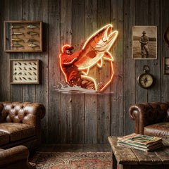 Young Man Fishing LED Neon Sign Light Pop Art