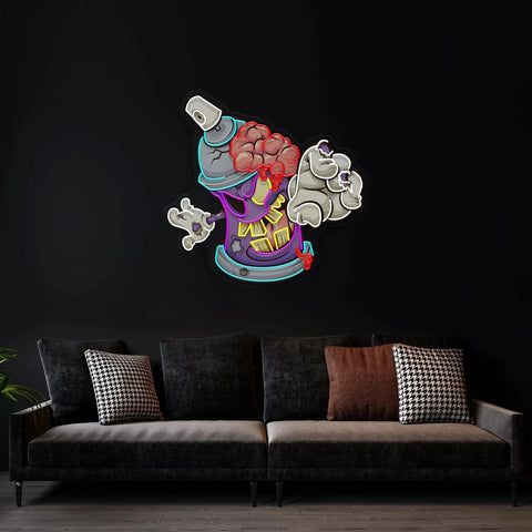 Zombie Spray Can Cartoon Artwork Led Neon Sign Light