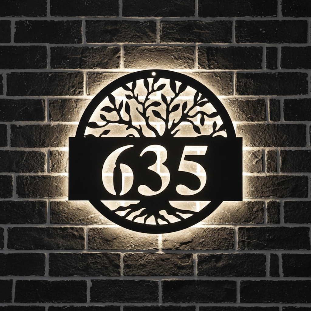 Round Metal Address Sign for House