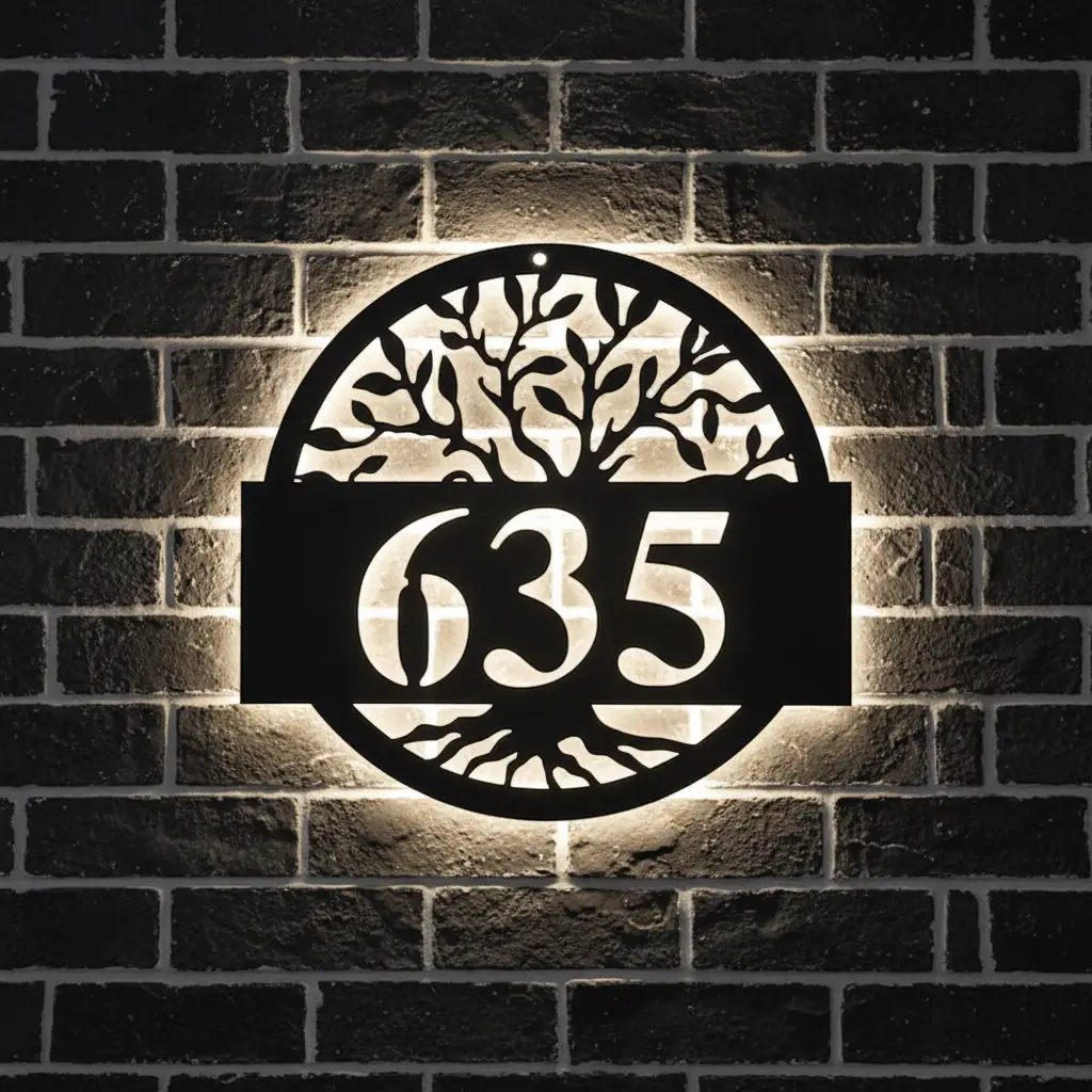 Round Metal Address Sign for House