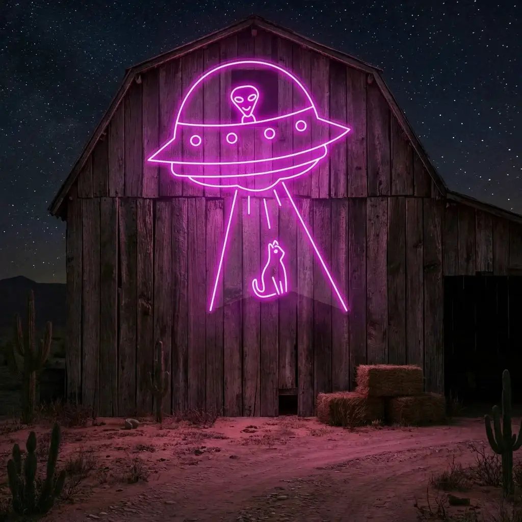 Alien Spaceship Led Neon Sign Light – Hot Pink – view 32