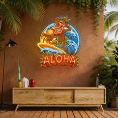 Aloha Tiki Surfing LED Neon Sign Light Pop Art
