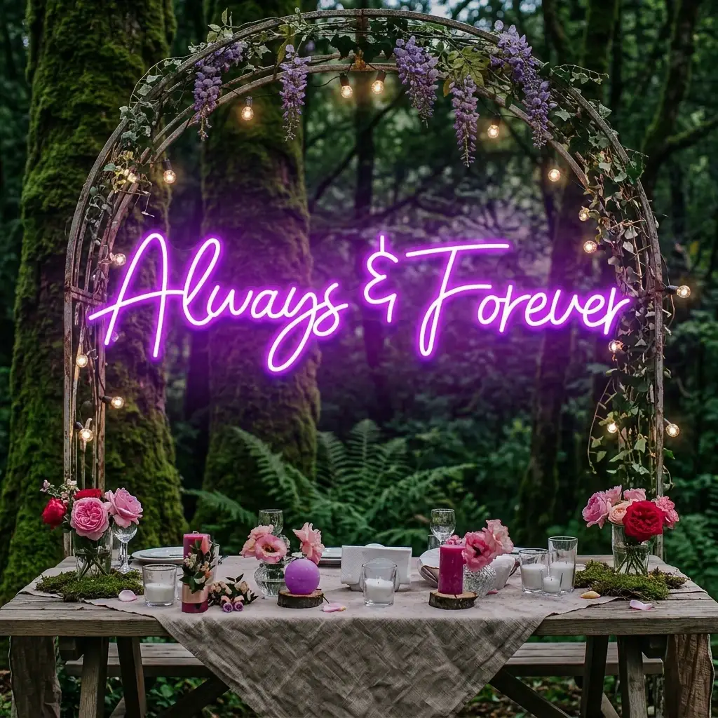 Always And Forever Wedding Neon Sign Light
