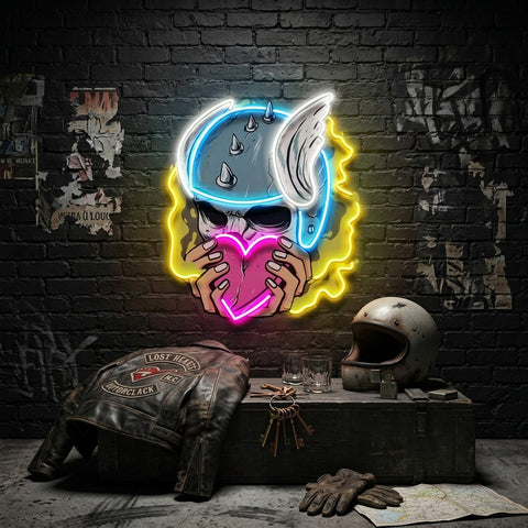 Amor Head Skull LED Neon Sign Light Pop Art