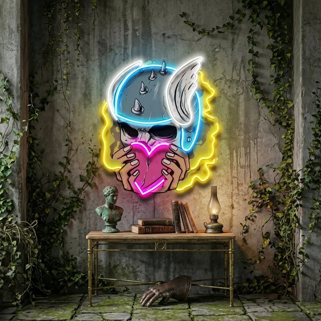 Amor Head Skull LED Neon Sign Light Pop Art