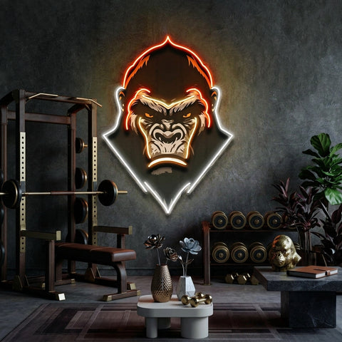 An Angry Gorilla Face LED Neon Sign Light Pop Art