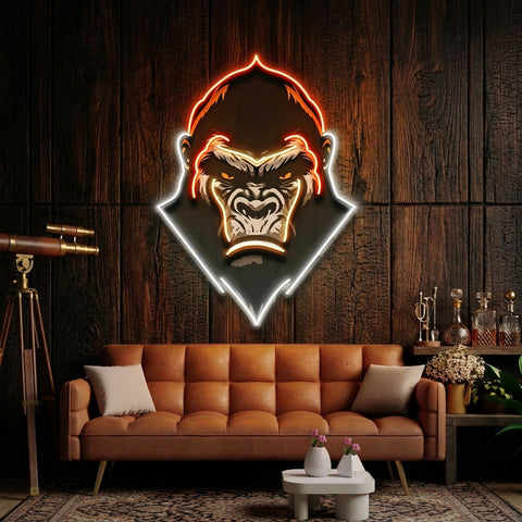 An Angry Gorilla Face LED Neon Sign Light Pop Art