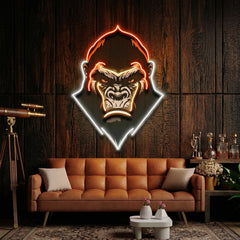 An Angry Gorilla Face LED Neon Sign Light Pop Art