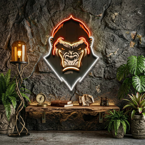 An Angry Gorilla Face LED Neon Sign Light Pop Art