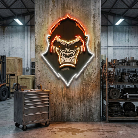 An Angry Gorilla Face LED Neon Sign Light Pop Art