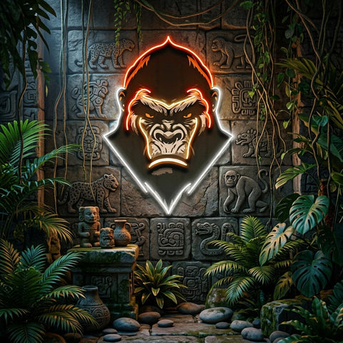 An Angry Gorilla Face LED Neon Sign Light Pop Art
