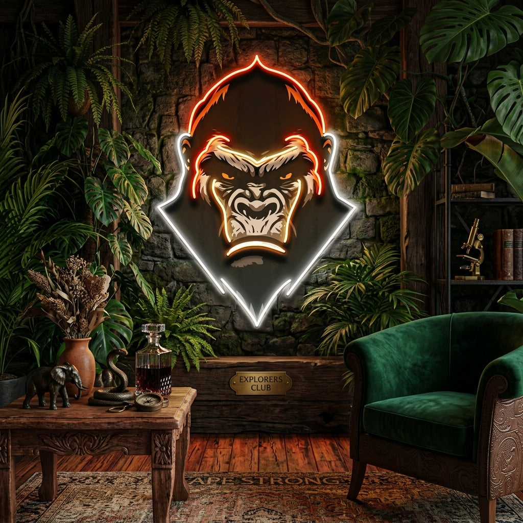 An Angry Gorilla Face LED Neon Sign Light Pop Art