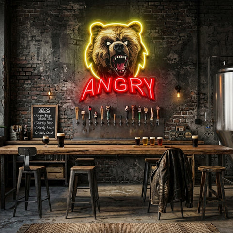 Angry Bear LED Neon Sign Light Pop Art