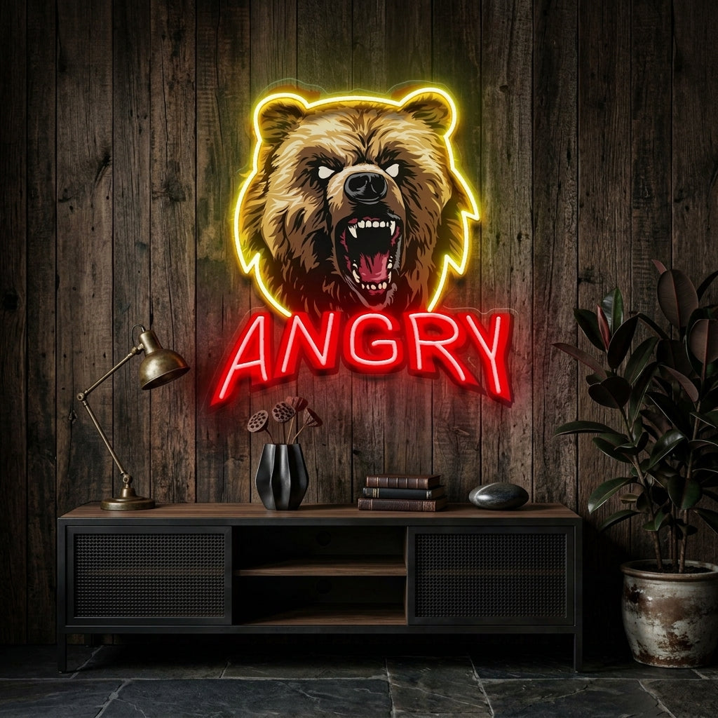 Angry Bear LED Neon Sign Light Pop Art
